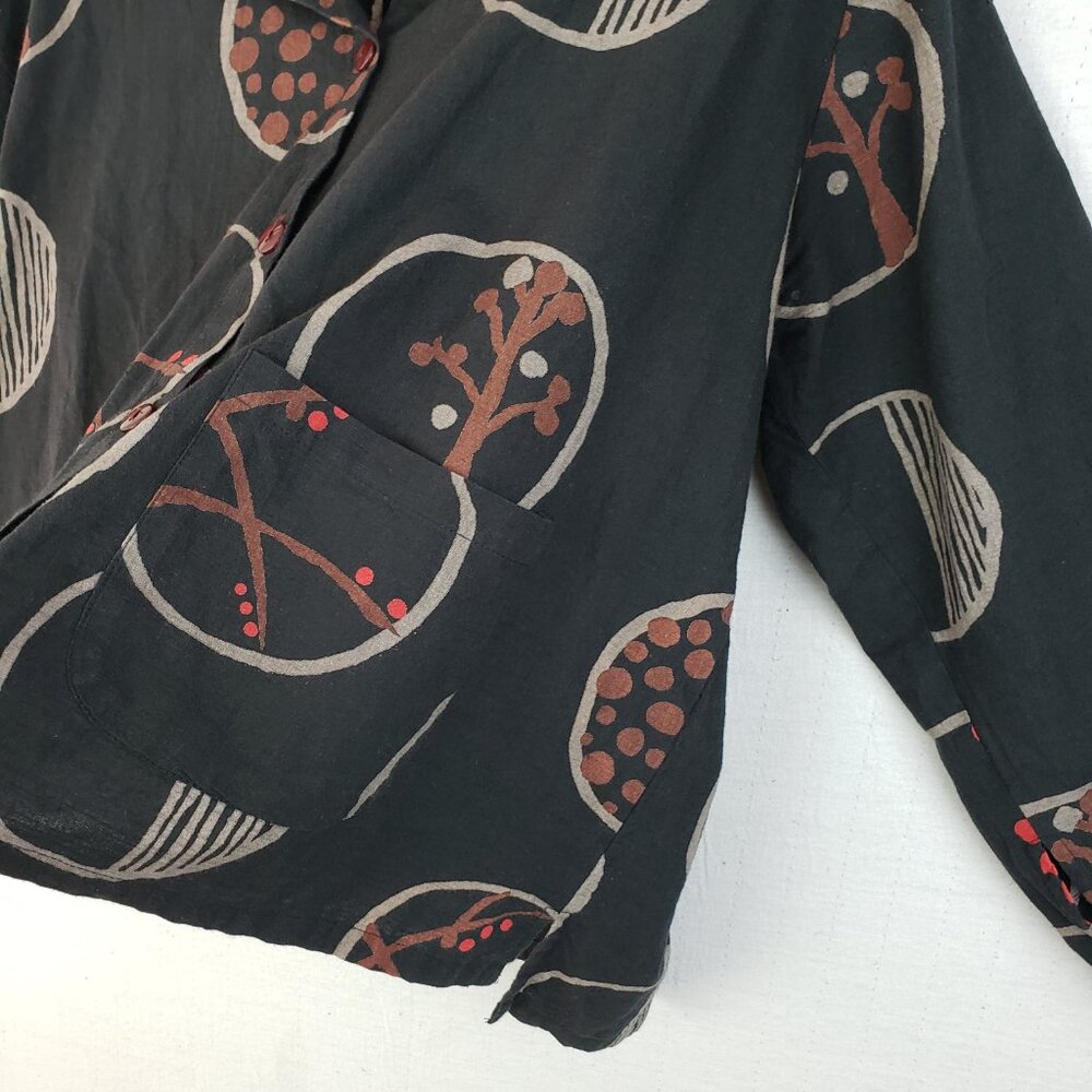 Mona Lisa Mao Mam Jacket Shirt Boxy Lagenlook Art-to-wear Abstract Print O/S - Picture 14 of 15
